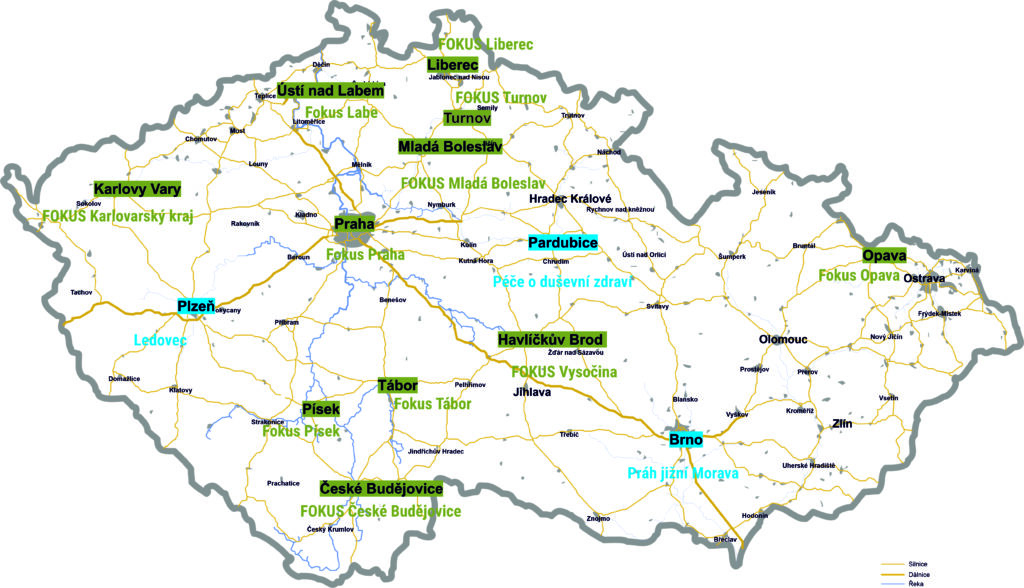 Mapa FOKUS organizací v ČR
